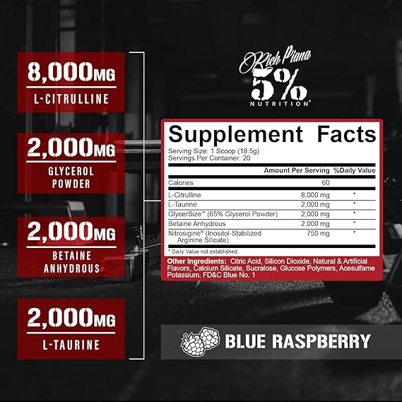 5% Nutrition Full AF Pre-workout Stim Free Blue Raspberry 370g 2