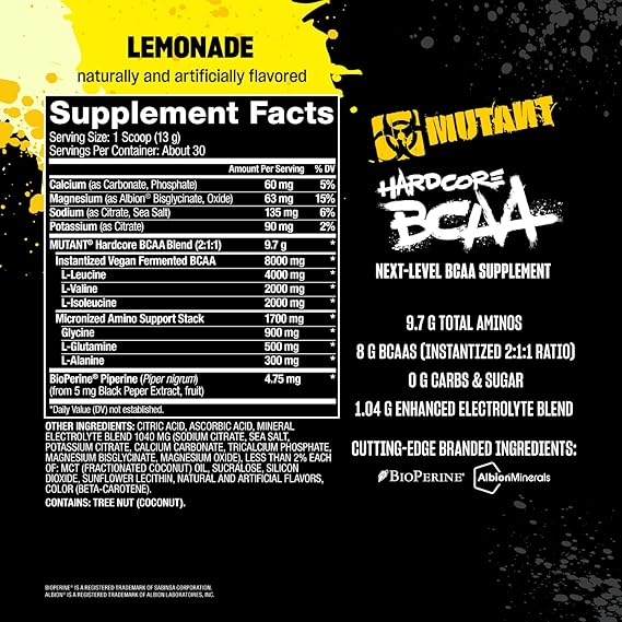 Mutant Hardcore BCAA 390g Lemonade 2